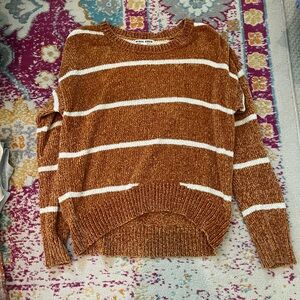 Moral Fiber Orange and White Crew Neck Sweater